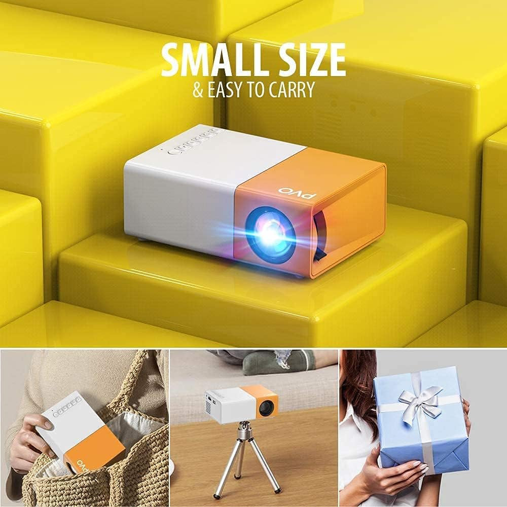 2PC Mini Projectors, Portable Projector for Cartoon, Kids Gift, Outdoor Movie Projector, LED Pico Video Projector for Home Theater Movie Projector with HD USB Interfaces and Remote Control