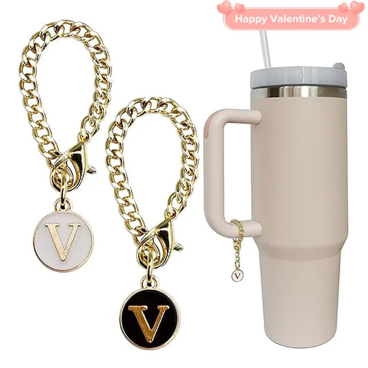 2Pcs Letter Charm Accessories for 20/30/40Oz Tumbler with Handle, Name ID Letter Handle Charm for Tumbler Cups Mug Bottles Decor, Birthday Gifts, Drinkware Accessories（ No Cups Included）